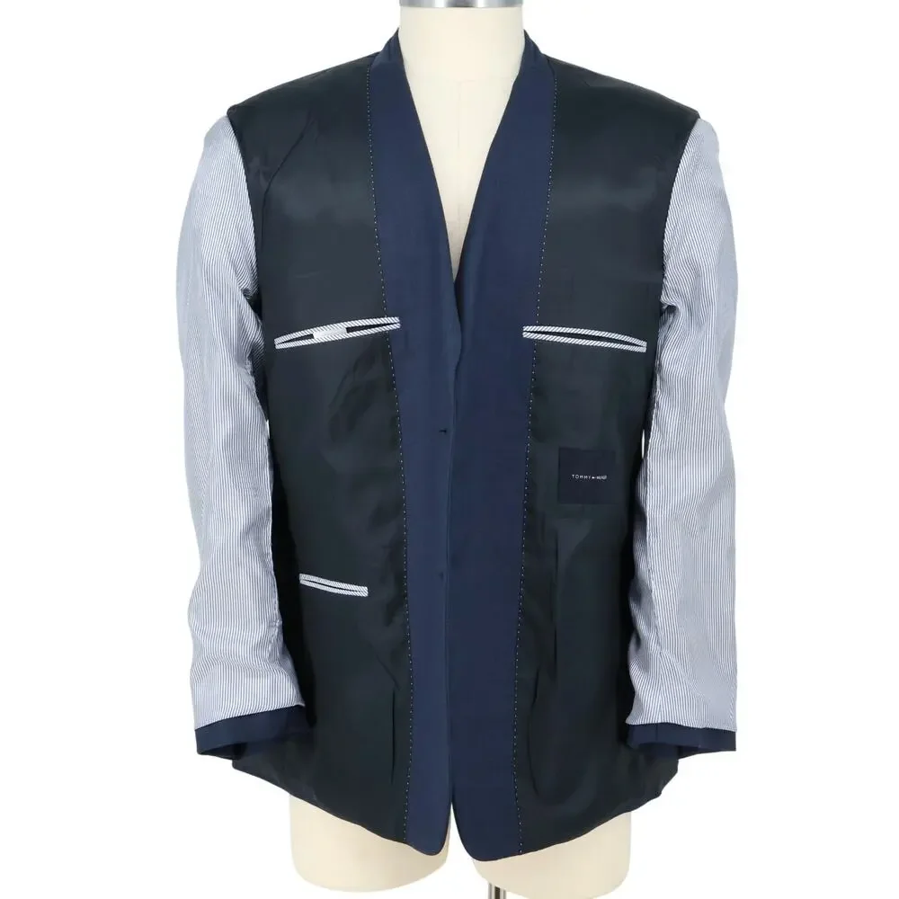 Tommy Hilfiger Sport Coat Mens 44R Blue Wool Jacket Lined Blazer Preppy Career